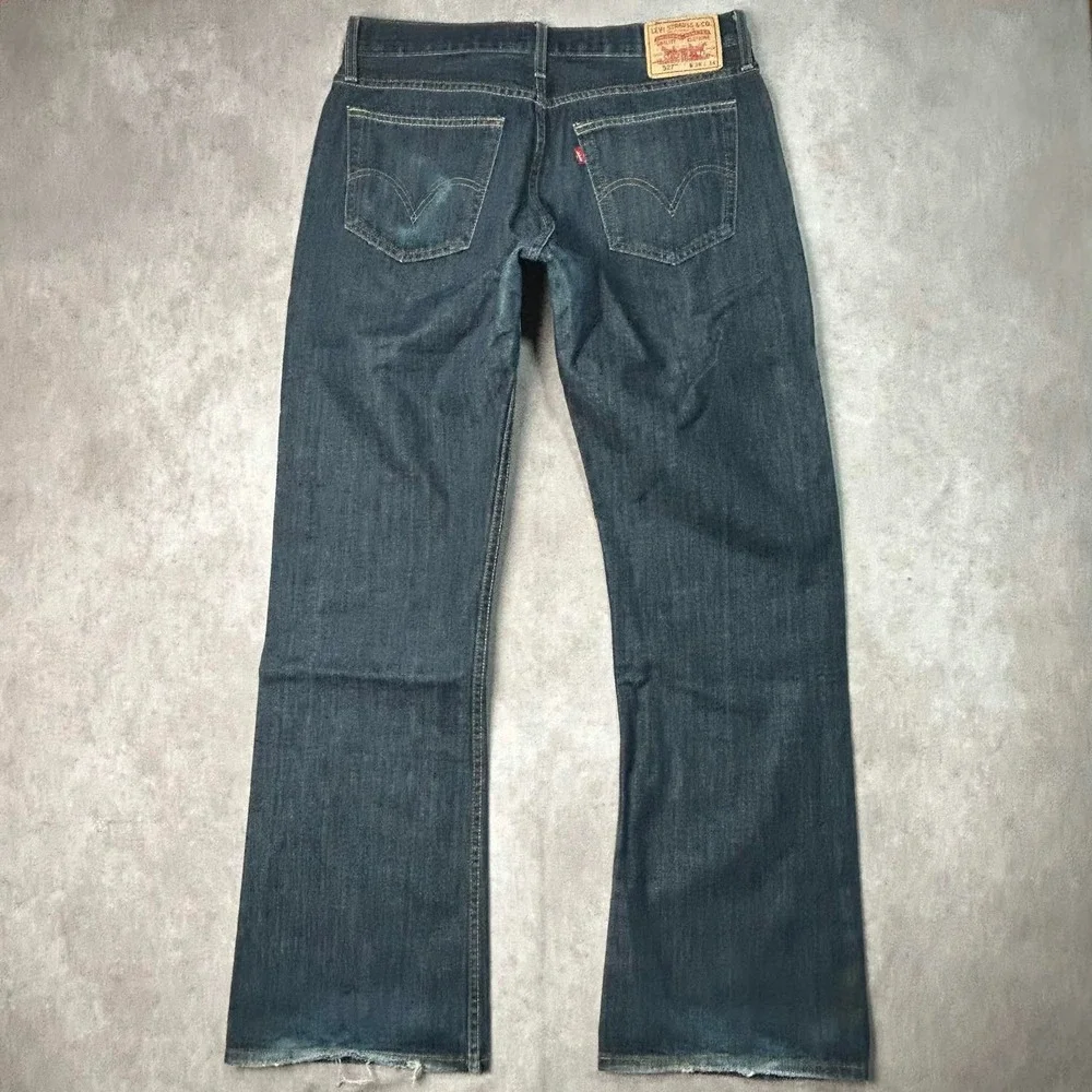 Levis 527 Low Boot Cut Jeans Mens 36x34 Dark Wash Blue Denim 100% Cotton